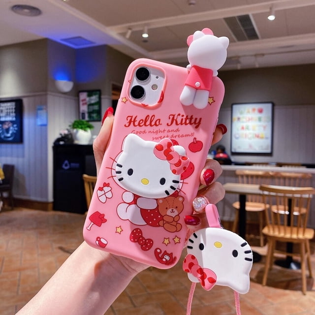 My Melody-funda de Hello Kitty para iPhone, carcasa suave de TPU con correa y soporte para iPhone 6, 6s, 7, 8, X, Xs, Max, XR, 11, 12, 13, 14 Pro, SE Max Fivean unisex