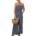 thumbnail image 1 of Women's Jumpsuit-Casual Off Shoulder Sleeveless Ruffle Button Belt Wide Leg Jumpsuits Rompers Summer, 1 of 7