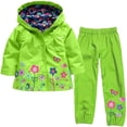 thumbnail image 2 of Mercatoo Girls Boys Hood Windbreaker Jacket + Rain Pants Set Kids Hoodies Raincoat Trench Coat Suit Troop Jogging Suit, 2 of 4