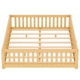 thumbnail image 5 of Bellemave Queen Size Floor Bed with Door and Fence  Queen Floor Bed with Bed Slats Sturdy Wood Floor Bed Montessori Bed Frame (Queen, Natural Brown), 5 of 10