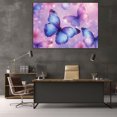 thumbnail image 5 of Mudket Blue and Purple Butterflies with Flowers Canvas Wall Art, Framed Print, Ready to Hang Wall Decor for Living Room Bedroom, Fantasy Style Artwork - 12"L x 8"W, 5 of 10