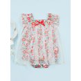 thumbnail image 2 of Chollius Newborn Baby Girls Romper Summer Ruffle Sleeveless Backless Tulle Dress Bow Front Floral Print Bodysuit Skirt, 2 of 9
