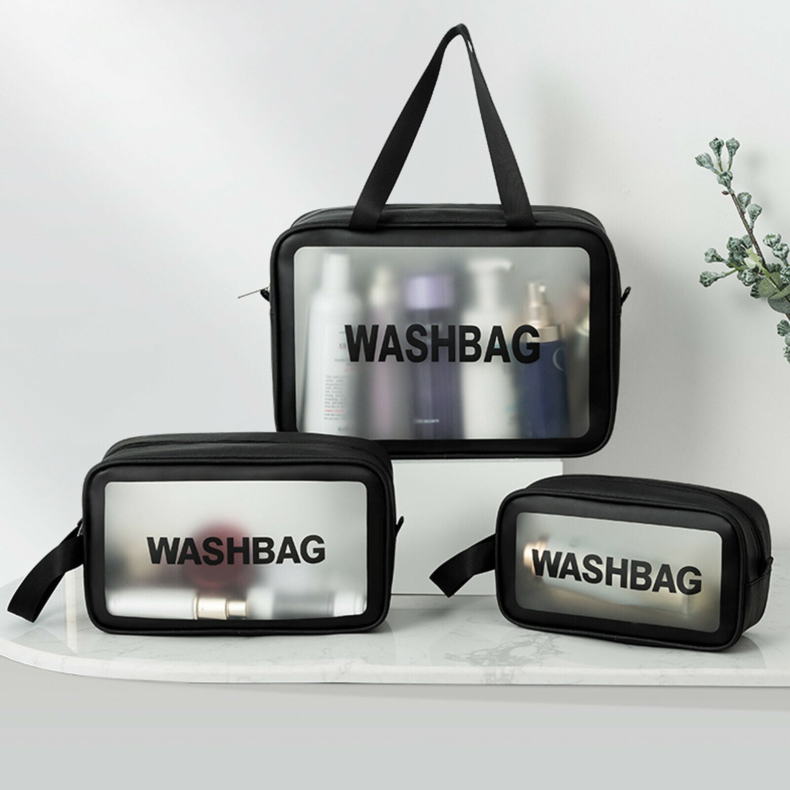 TFCFL Waterproof Makeup Bag Travel Toiletry Bag Transparent Cosmetic Organizer Bag 3PC