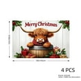 thumbnail image 4 of JOOCAR Merry Christmas Highland Cow with Gifts Design Linen Table Mats Set of 4 for Home Kitchen Table Decor 12x18 inch, 4 of 5