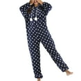thumbnail image 3 of Defitshape Women's Family Fuzzy Flannel Fleece Onesie Pajamas Lounging Loose Fit Classic Onesies Royal Blue Small, 3 of 5