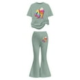 thumbnail image 3 of Girls Summer 2 Piece Outfits Floral Cute Short Sleeve and Casual Pants Kids Clothing Set Light Green Size 7-8 Years, 3 of 5