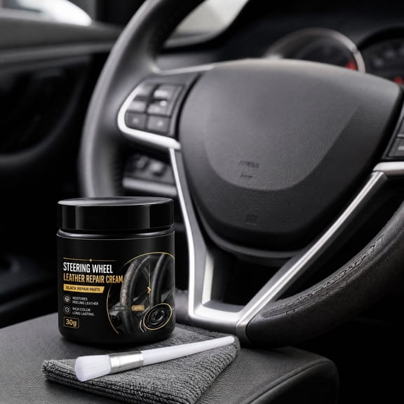 30g Steering Wheel Leather Repair Cream Black Leather Restoration Paste For Car Seats Door Panels Leather Scratch Crack Repair Filler With Application Brush