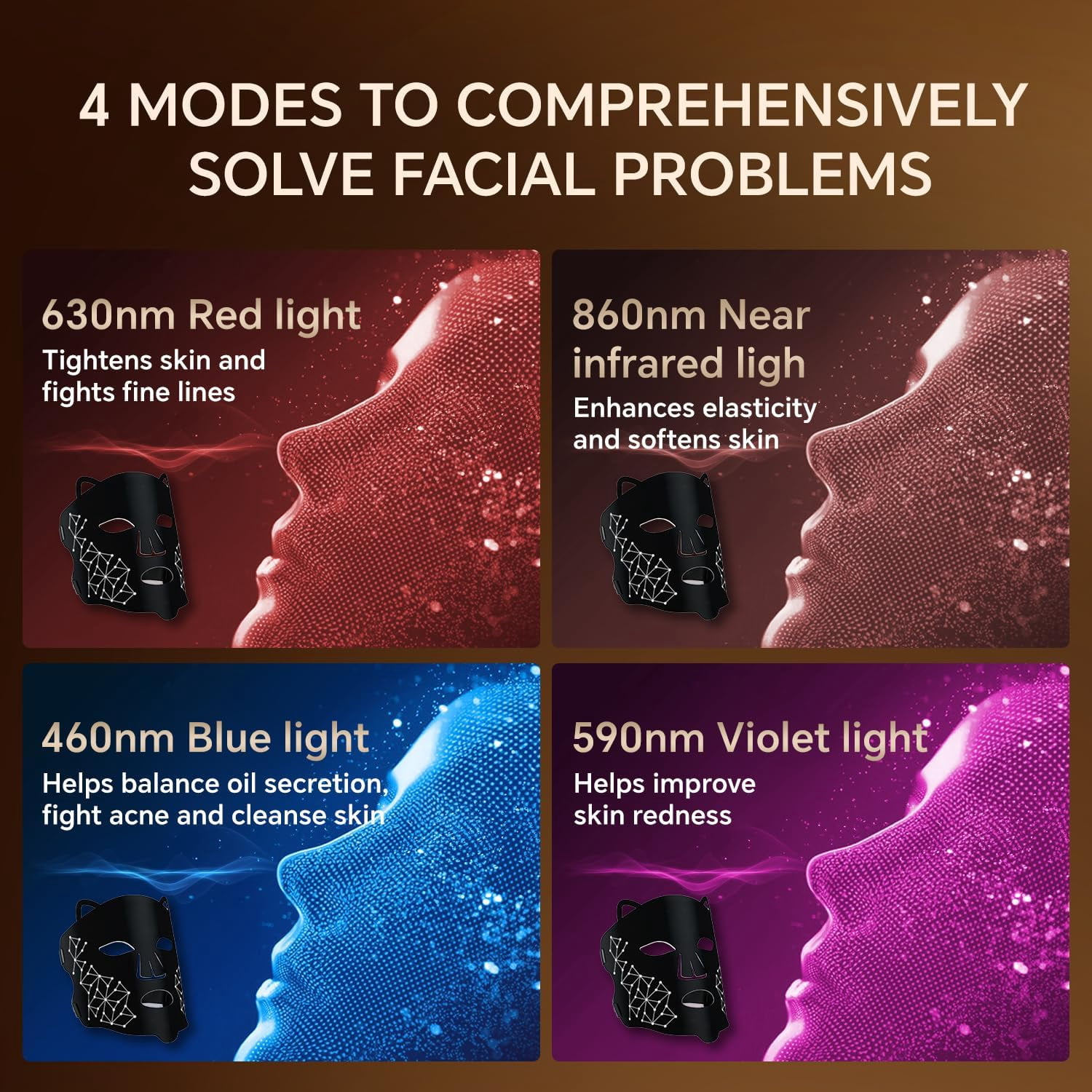 Stylish Cat-Ear LED Facial Light Mask, Soft Silicone Beauty Device with Red & Infrared Light to Complement Your Skincare Regimen, Cordless & Travel-Friendly