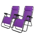 thumbnail image 2 of [Purple] Geniqua 2X Zero Gravity Chairs Folding Recliner Yard Outdoor Beach Patio Lounge, 2 of 8