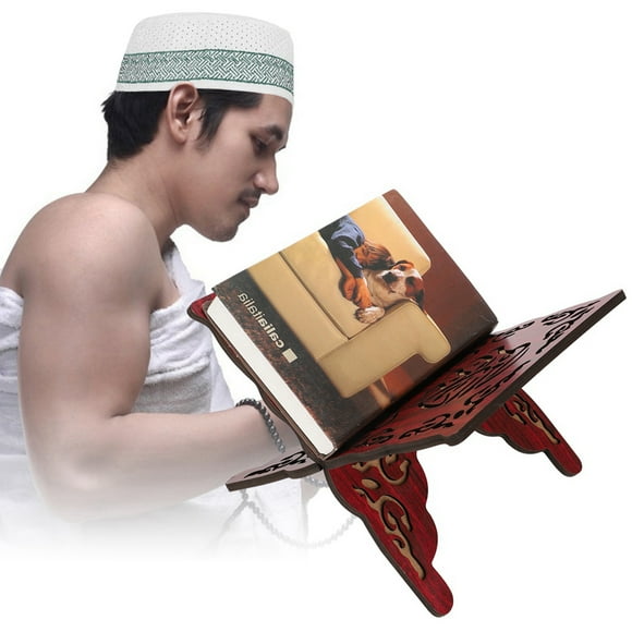 Koran Stand, Retro Book Stand Holder Carved Wooden Folding For Learning For Reading