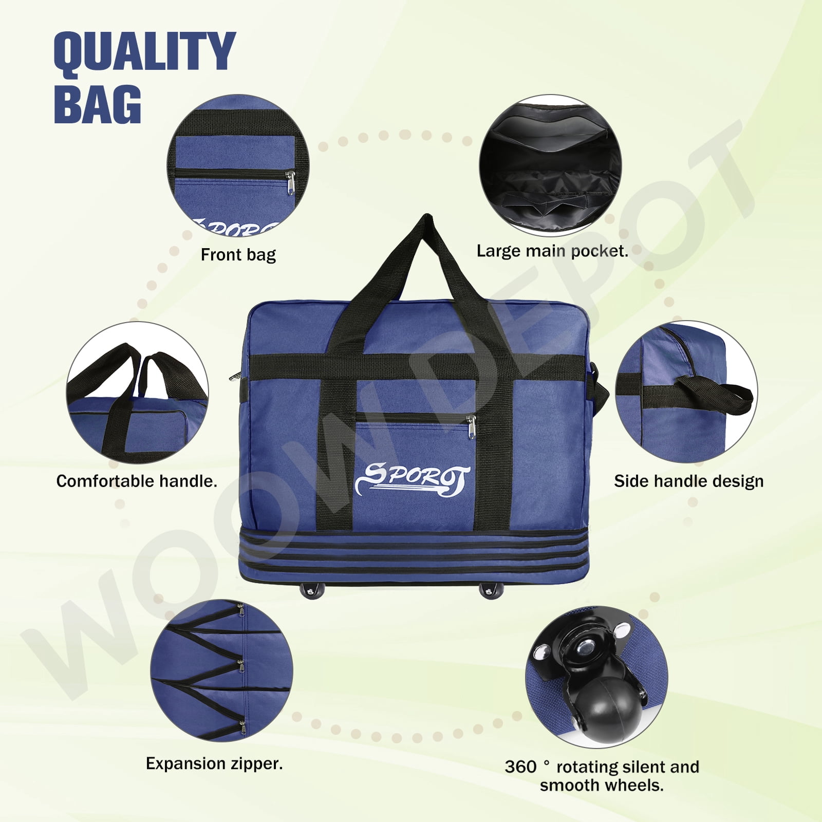 WOOW DEPOT 40in Expandable Suitcase Bag 4 Layer Collapsible Rolling Luggage Wheeled Duffle Bag Large for Home Storage Cargo Travel Business Moving