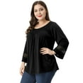 thumbnail image 4 of GRACE & GRANDEUR Hauts Décontractés Unis à Manches Raglan pour Femmes Grande Taille Noir 3X, 4 of 6