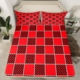 thumbnail image 2 of jejeloiu Geometric Classic Plaid Queen Sheet Sets,Black Geometric Checkerboard Flat Sheet,Red Geometrical Grid Queen Fitted Sheet For Children,Breathable Home Decor,4 Pieces, 2 of 7