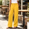 thumbnail image 2 of Womens Elastic Waist Wide Leg Pants with Pockets Solid Color Loose Casual Office Commute Trouses L, 2 of 6