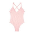 thumbnail image 2 of 2025 Clearance Clothes LEBONYARD Womens Swimsuit Tops,Women Solid Color Backless Strap Bikini Swimsuit Mesh Bikini Set Pink S, 2 of 5