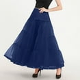thumbnail image 5 of Delliss Women's Solid Color Elastic High Waist Mesh Swing Skirt Navy XXL, 5 of 9