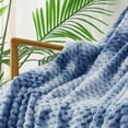thumbnail image 4 of Exclusivo Mezcla Large Soft Fleece Throw Blanket, 50"x70" Stylish Jacquard Throw Blanket for Couch, Cozy, Warm, Lightweight Tie-dye Stone Blue Blanket, 4 of 10