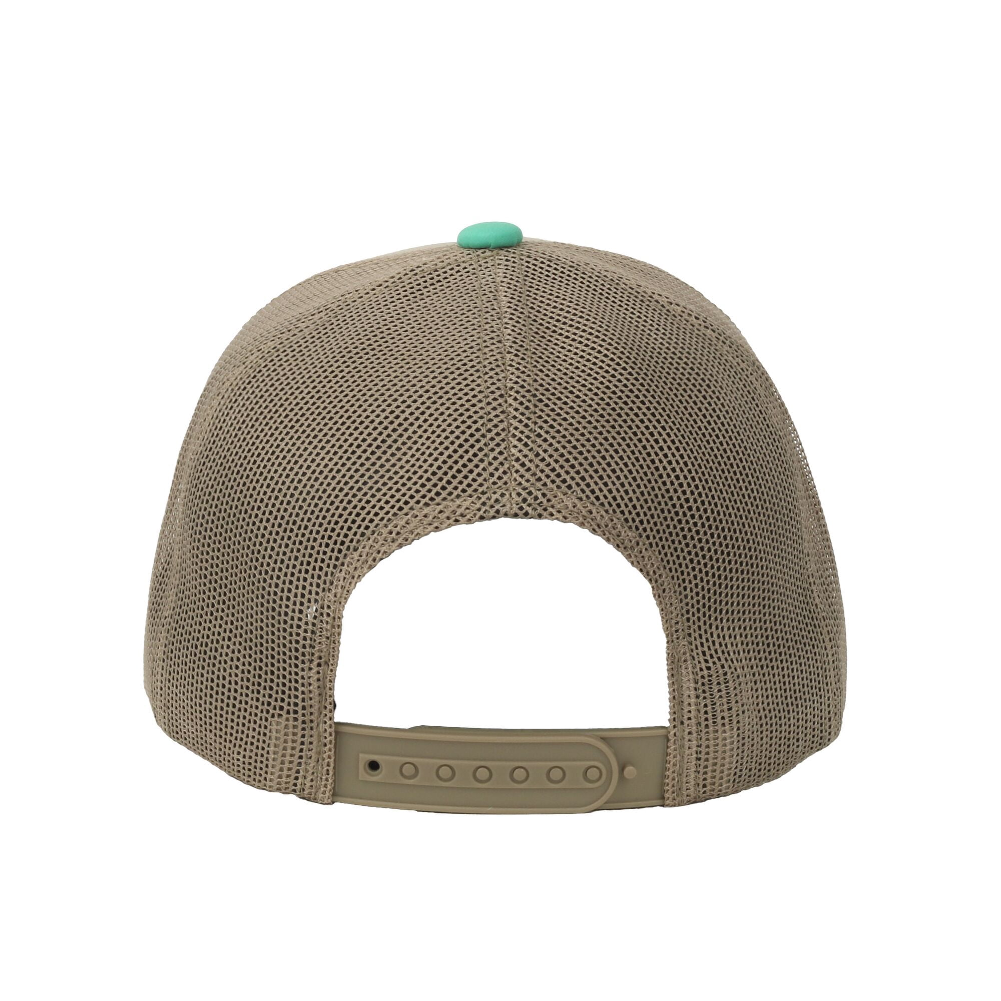 Beige/Green 5-Panel Fishing Cap – Structured Mid Profile, Embroidered, Snapback, One Size