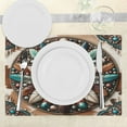 thumbnail image 3 of Ambesonne Rustic Place Mats Set of 4, Southwestern Wreath Ethnic, Standard Size, Turquoise Redbrown and Tan, 3 of 5