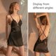 thumbnail image 4 of Ropa de dormir negra con cuello en V para mujer, ropa de dormir de satén, camisón de encaje sin espalda, pijama Sexy con tirantes ajustables para el hombro, 4 of 6