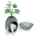 thumbnail image 3 of Eggloa6 Cat Plant Litter Box Set With Artificial Plants, Attached Scoop, Replaceable Litter Box Liners, Hidden Cat Litter Box Furniture, Gray, 3 of 7