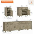 thumbnail image 3 of WAMPAT TV Stand for 100 Inch TV, 4-in-1 TV Console Table for 75/80/85/90 Inch TV, Farmhouse Entertainment Center with Charging Station, Kitchen Sideboard Buffet Cabinet for Dining Room, Wash Grey, 3 of 8
