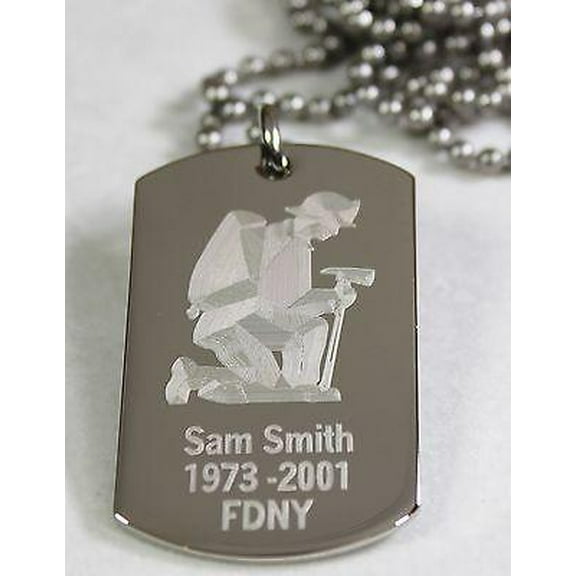PERSONALIZED  FIREFIGHTER DOG TAG NECKLACE STAINLESS STEEL  FREE ENGRAVING