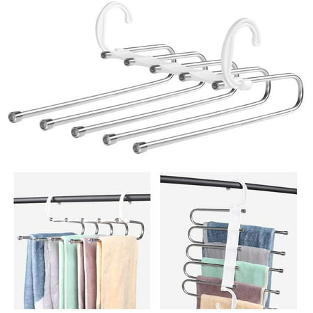 5 Layers Pants Hanger Muti-Function Closet Space Saver Fordable ...