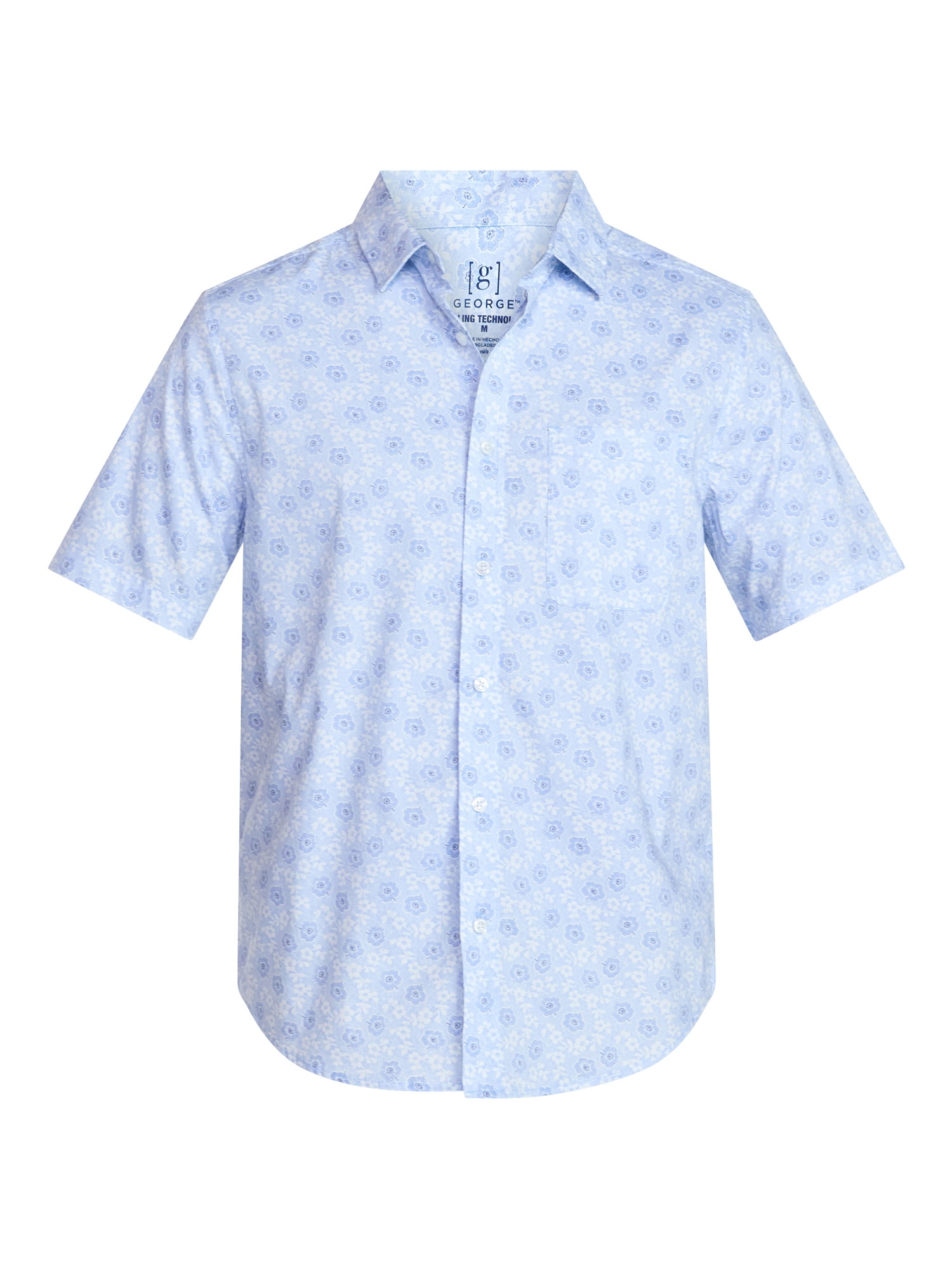 George Men's & Big Men's Modern Fit Button Up Performance Shirt with Short Sleeves, Sizes S-3XL