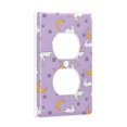 thumbnail image 2 of Yayeee Duplex Wall Plate 1-Gang 4.5"x2.7" Home Receptacle Light Switch Decorative Outlet Cover, Purple Cartoon Rabbit Pattern, 2 of 7