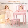 thumbnail image 6 of EastVita Kids Vanity with Lighted Mirror - Little Girls Vanity Table and Stool - Kids Makeup with Tri-Fold Mirror - Drawer and Storage Grid for 3-9 Yrs Girls - Pink, 6 of 6