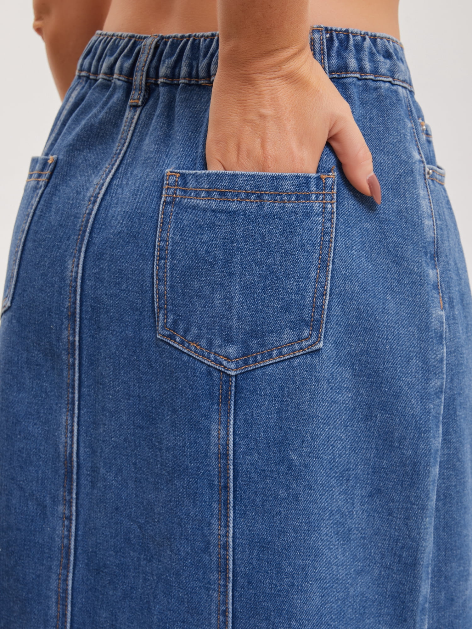 DARING DIVA Women's A Line Back Waist Knee Length Jean Skirts Small Blue