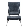 thumbnail image 4 of CorLiving Charlotte Winged Back Velvet Indoor Accent Chair with Stool and Metal Legs, 4 of 9
