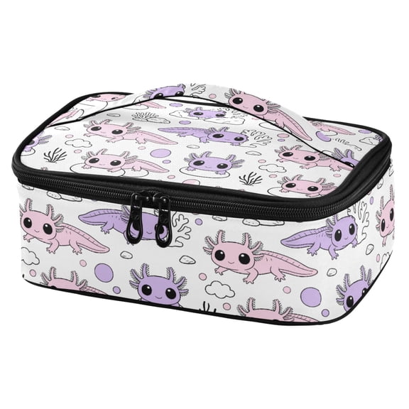 ALAZA Cute Axolotl Lunch Box Insulated Cooler Tote Bag Reusable School Picnic Travel Office