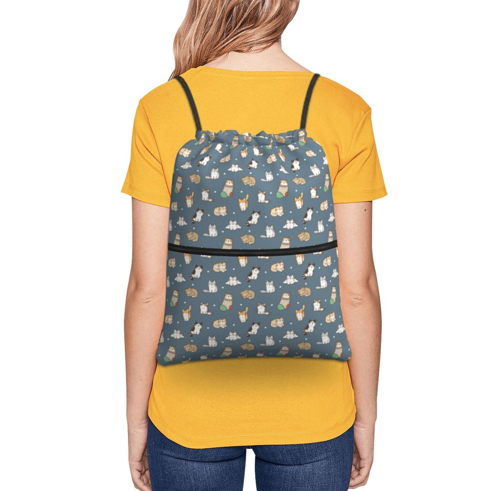 Xecao Cute Cats And Dogs for Drawstring Bags,Pull String Backpack Bags,String Bag Sackpack