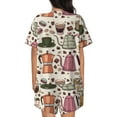 thumbnail image 3 of Bingfone Vintage Coffee Print Pajamas Sets for Women Soft Short-Sleeved Pjs with Lounge Shorts Two Piece Sleepwear, 3 of 8