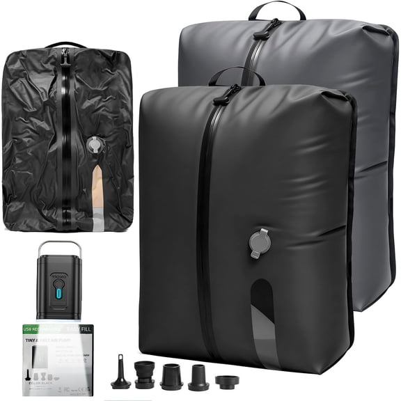 Taotique Travel Vacuum Bags with Pump, 44L Compression Packing Cubes for Carry-On Suitcase & Travel Backpack, Reusable IP67 Waterproof Vacuum Storage Kit(2 Pack)