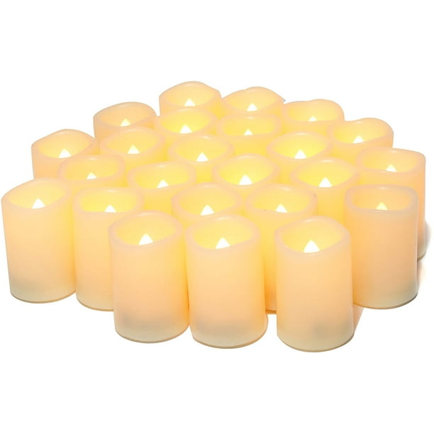 KUNOVA (TM) Bougies sans flamme, bougies LED Lot de 12 (D : 7,6 x H : 10,2  cm) Bougies sans flamme LED à piles avec télécommande Cycle 24 heures  Minuterie 