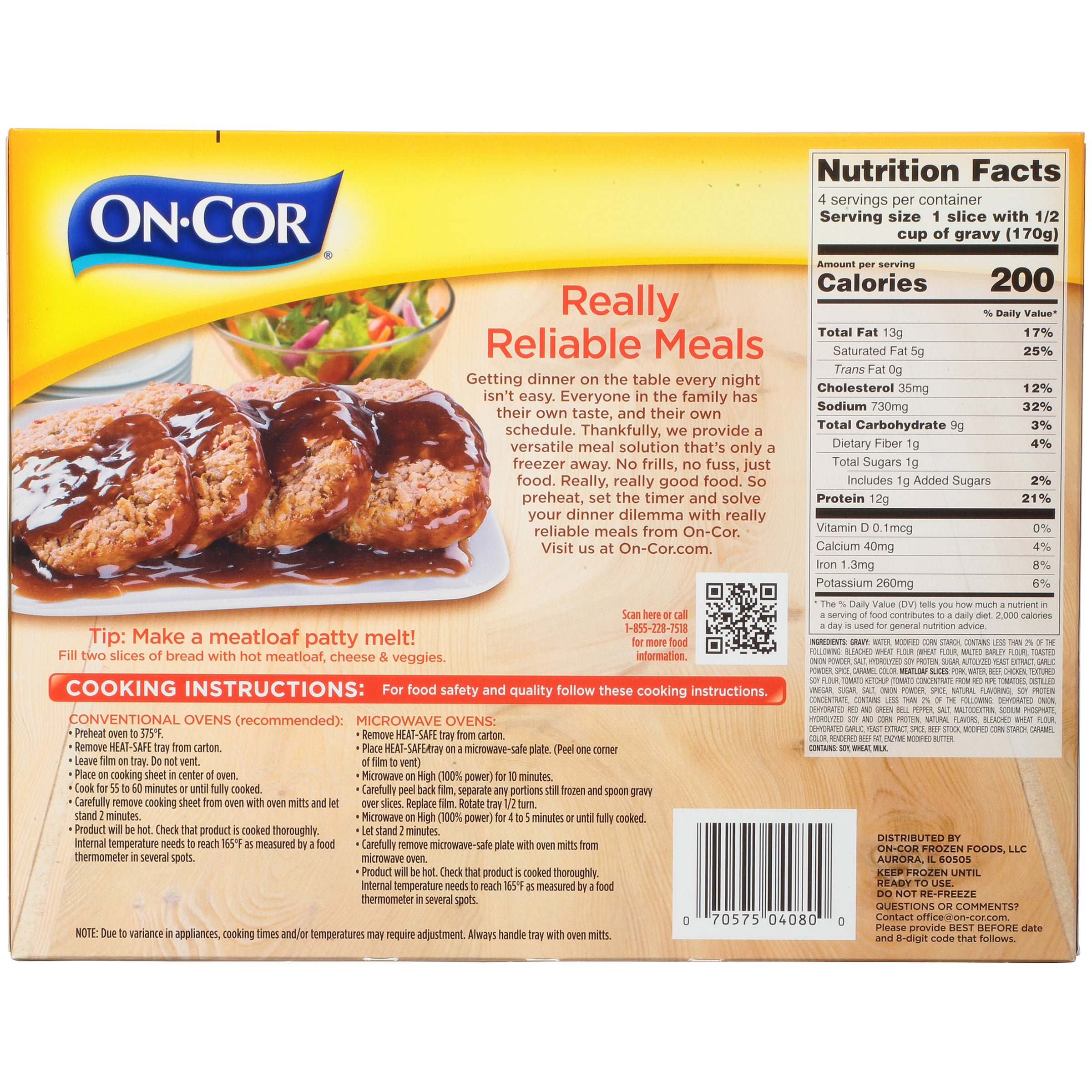 On-Cor® Home Style Gravy & Meatloaf Slices, 24 oz. Box