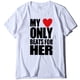 thumbnail image 2 of Mujeres Hombres Love Heart Letter Print Regalo del Día de San Valentín Pareja Camisas de manga corta con cuello redondo T-shirt Tops Fridja gope4393, 2 of 6