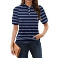 thumbnail image 5 of Uooqdmx Polo Shirts for Women, Womens Polo Shirts Short Sleeve, Golf Polo Women, Collared Shirts for Women, Blouses for Women Dressy Casual, Dark Blue 3XL, 5 of 7