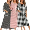 thumbnail image 3 of Guardurnaity Camisones de mujer Batas con cremallera de casa de verano Albornoz con bolsillos Hogar Hotel Dormitorio Ropa de dormir Mujer Damas Pijama Tartán Guardurnaity AP016562-03, 3 of 6