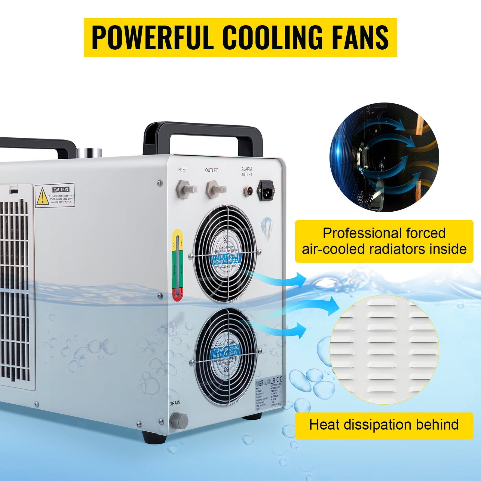 Water Chiller,CW-Industrial Water Chiller 7L,Water Cooling System,Thermolysis Type Water Cooling Chiller Machine for 60W 80W Laser Engraving Machine (CW-5000W)