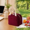 thumbnail image 3 of Corduroy Insulated Lunch Bag Portable Waterproof Oil Proof Lunch Box Tote for Work Travel, 3 of 5