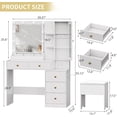 thumbnail image 2 of FANRAL Vanity Set with Mirror and Lights,Makeup Vanity Desk with Drawers & Chair & Jewelry Storage Cabinet,White Vanity, 2 of 8