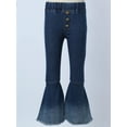 thumbnail image 7 of renvena Little Girls Mid Waist Denim Jeans Bell Bottoms Ruffle Flare Pants, 7 of 7