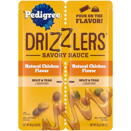 Pedigree Drizzlers Natural Chicken Flavor Savory Sauce Wet Dog, 2.1 Oz Twin Pouch