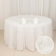 thumbnail image 2 of Efavormart 120" White Fringe Shag Polyester Round Tablecloth, 2 of 11