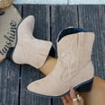 thumbnail image 4 of Mepaouo Women's Cowboy Cowgirl Boots Embroidered Western Short Ankle Booties Low Chunky Heel Dress Country Shoes, 4 of 8