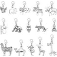 thumbnail image 1 of 30 piezas de dijes de animales salvajes en 15 estilos diferentes con cierre de langosta: leopardo, oso, ciervo, búho, cebra. Colgantes surtidos plateados para tiradores de cremallera., 1 of 5
